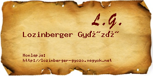 Lozinberger Győző névjegykártya